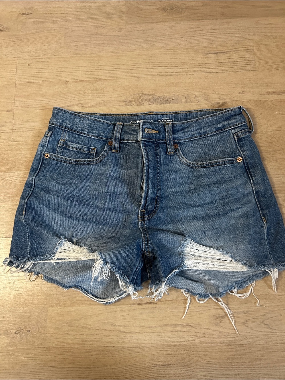 Old Navy Medium Blue Distressed Denim Cutoff Shorts